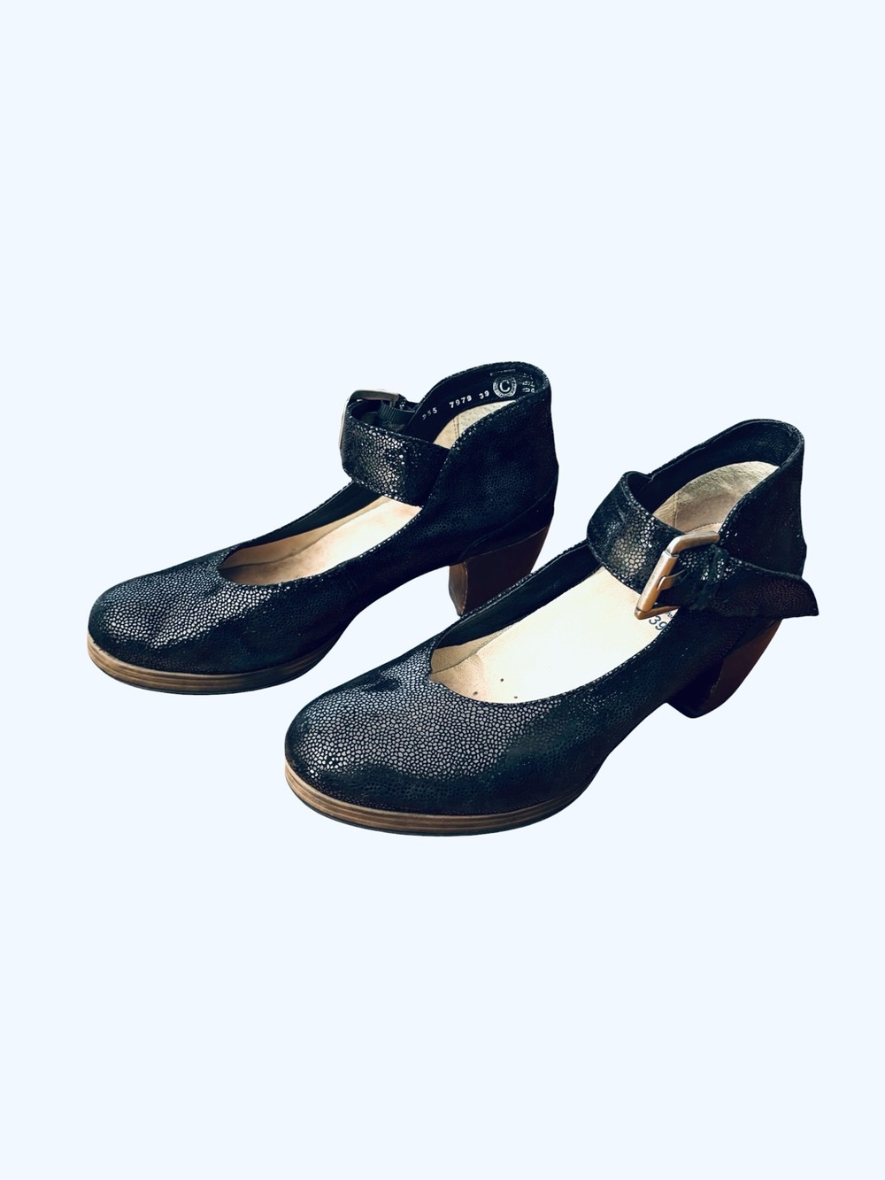 Wolky Aya Black Caviar Mary Jane Pumps EU 39/ US 8-8.5